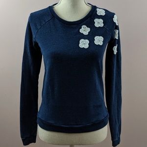 Levi's Flower Shoulder Navy Blue Pullover Sweater